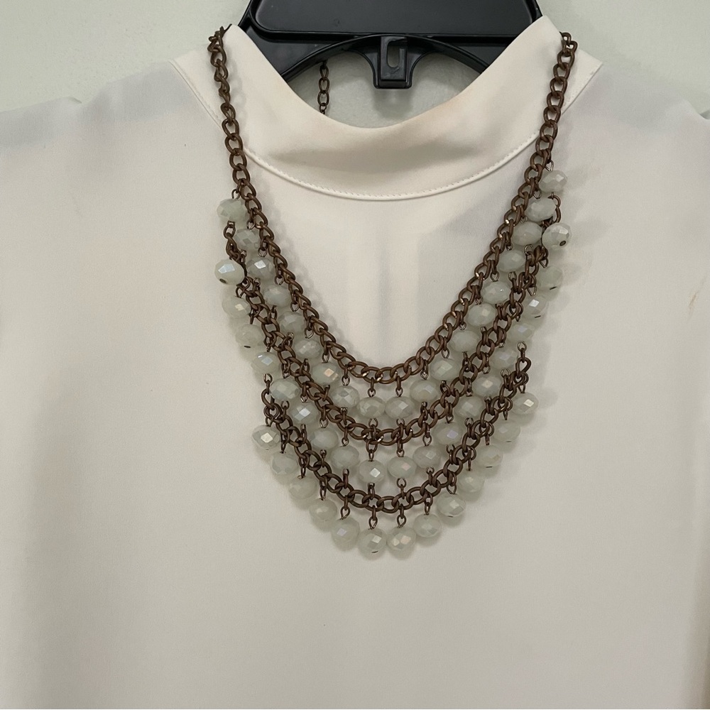 CARA NY Aurora Borealis Beaded Bib Necklace